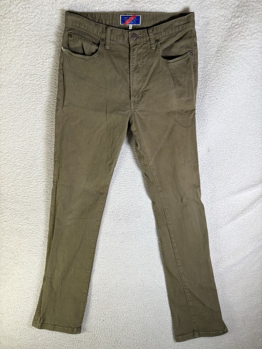 Best Made Pants Mens 30x32 Olive Drab Army Green 5 Pocket Slim Stretch READ